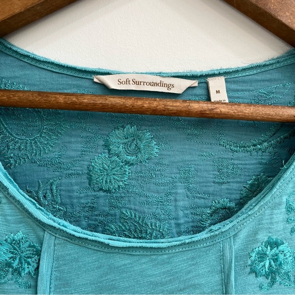 Soft Surroundings Gladstone Dress in Porcelain Blue Embroidered Pockets Medium - Picture 6 of 11